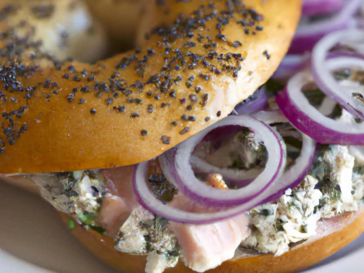 Poppy Bagel Smoked Sockeye Salmon Salad Sandwich Poppy Bagel Smoked Sockeye Salmon Salad Sandwich