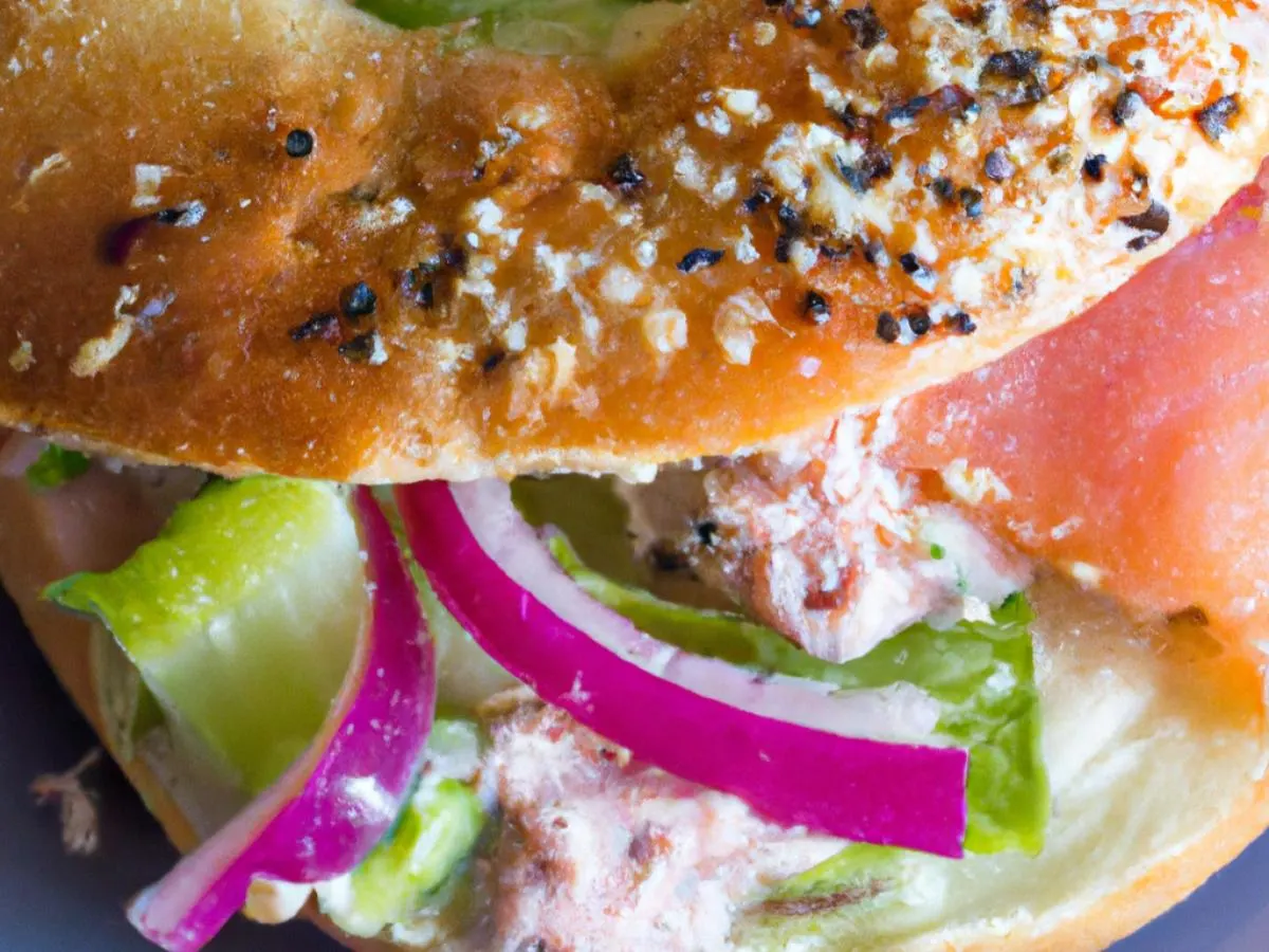 Sesame Seed Bagel Smoked Sockeye Salmon Salad Sandwich Sesame Seed Bagel Smoked Sockeye Salmon Salad Sandwich