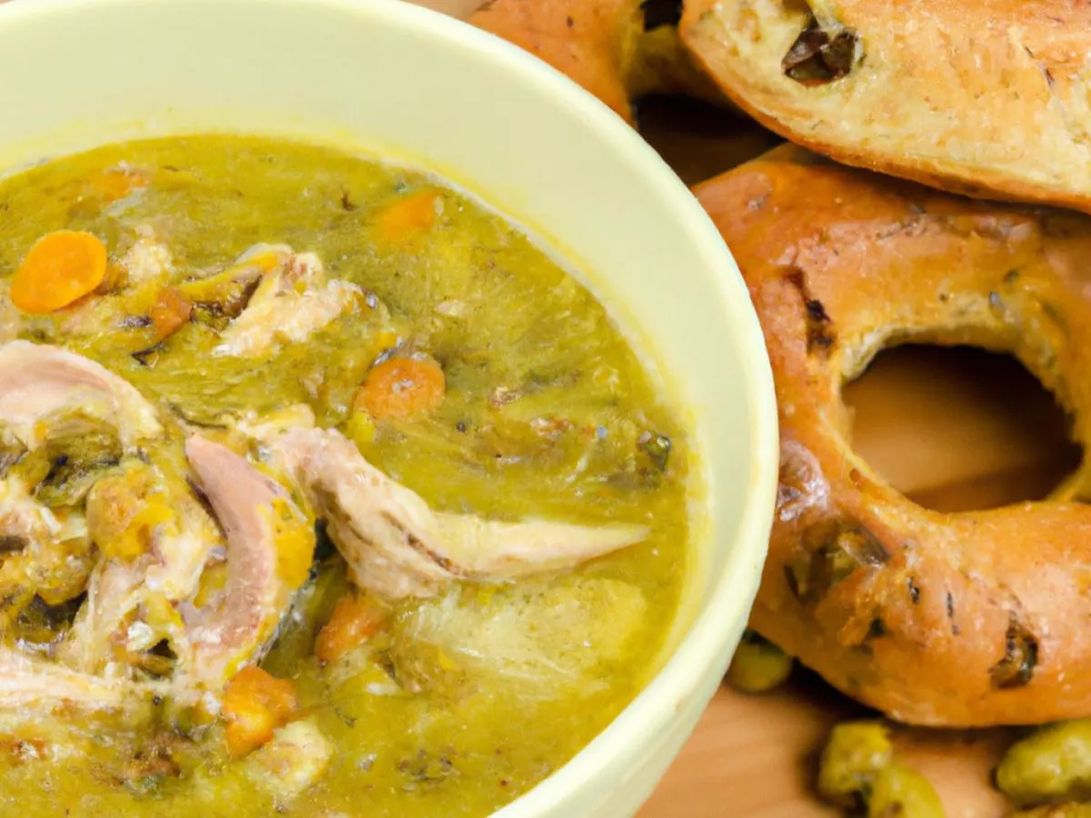 Cup of Chicken and Pistachio Soup with Everything Bagel Cup of Chicken and Pistachio Soup with Everything Bagel
