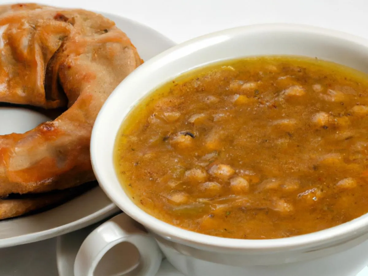 Bowl of Lebanese Lentil Soup with Sesame Wheat Seed Bagel Bowl of Lebanese Lentil Soup with Sesame Wheat Seed Bagel