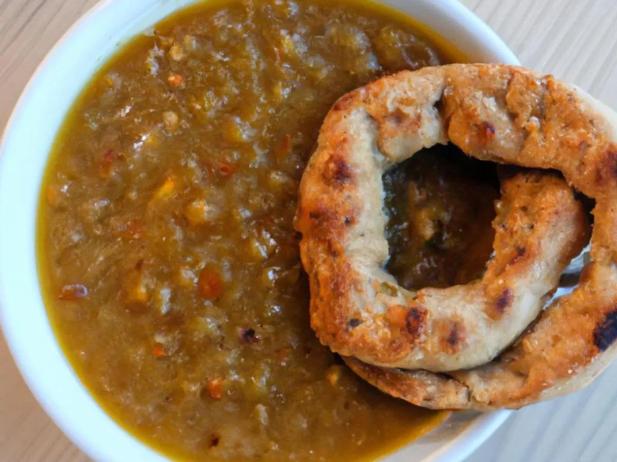 Bowl of Lebanese Lentil Soup with Gluten Free Bagel Bowl of Lebanese Lentil Soup with Gluten Free Bagel