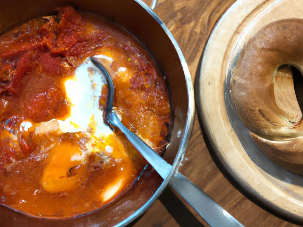 Bowl of Shakshuka with Wheat Bagel Bowl of Shakshuka with Wheat Bagel