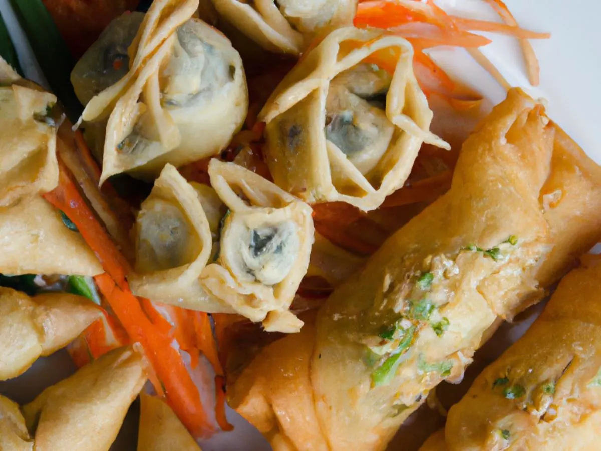 Chicken Dumpling, Crab Rangoon, Veggie Spring Roll