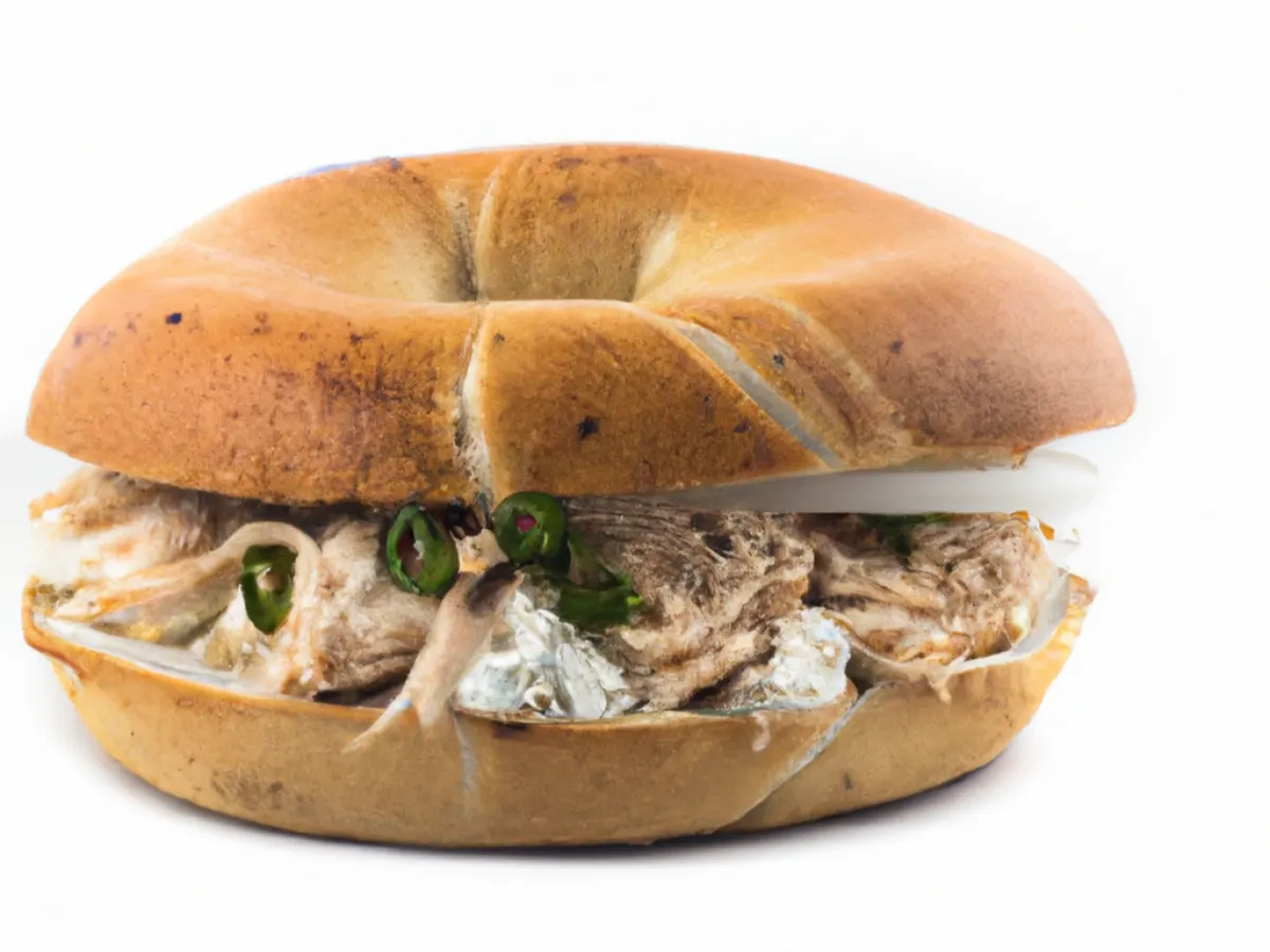 Salt Bagel Saffron Chicken Shawarma Sandwich with Side Salad Salt Bagel Saffron Chicken Shawarma Sandwich with Side Salad