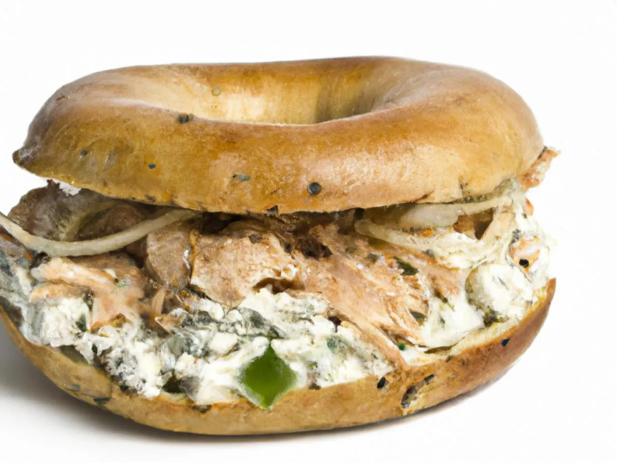 Wheat Bagel Saffron Chicken Shawarma Sandwich with Side Salad Wheat Bagel Saffron Chicken Shawarma Sandwich with Side Salad