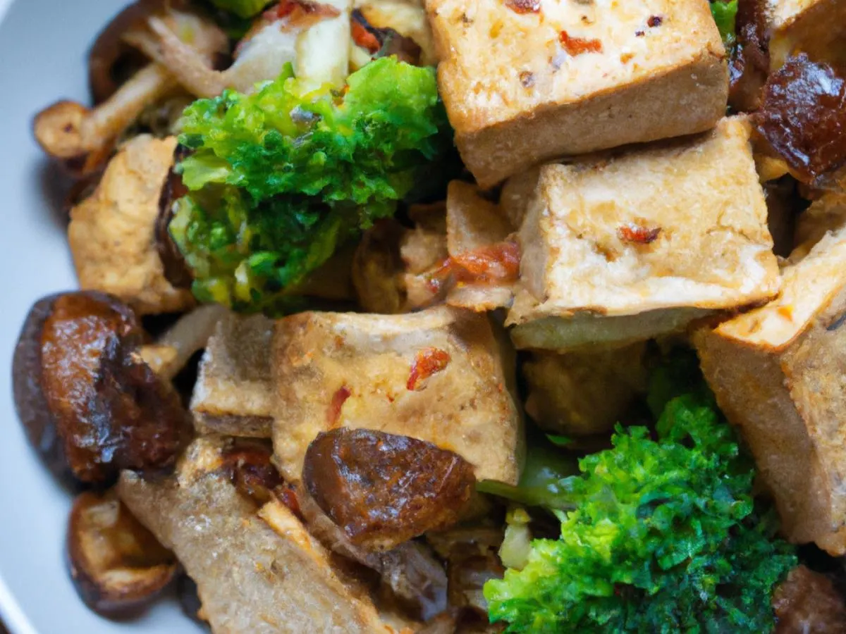 Light Carb Vegan Stir Fried Tofu and Shiitake Mushroom with Roasted Broccoli Light Carb Vegan Stir Fried Tofu and Shiitake Mushroom with Roasted Broccoli
