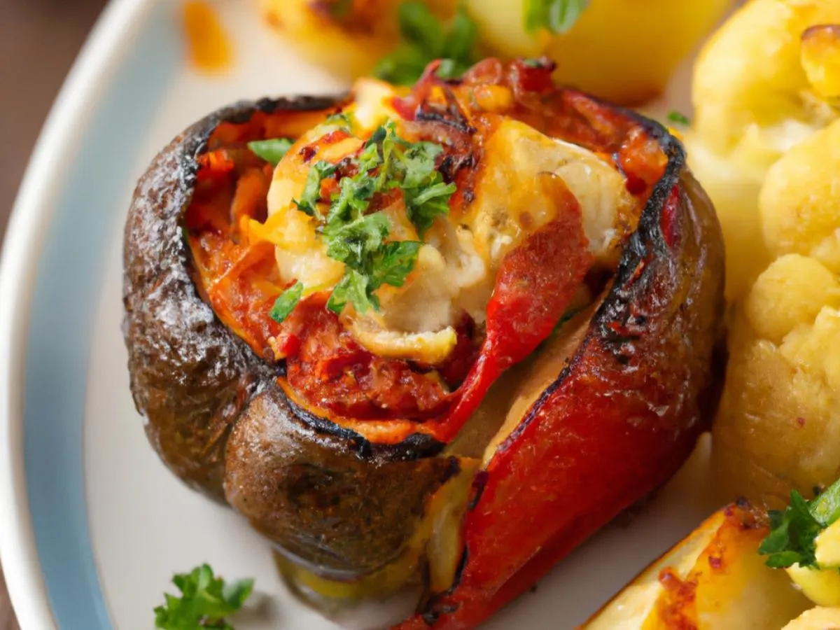 Vegan Ratatouille Stuffed Bell Peppers with Roasted Potatoes and Cauliflower Vegan Ratatouille Stuffed Bell Peppers with Roasted Potatoes and Cauliflower