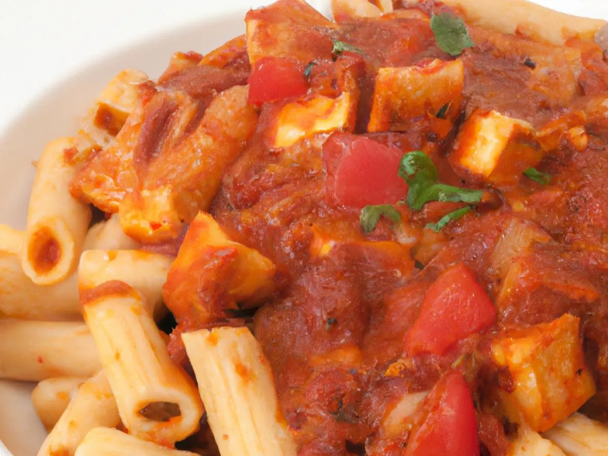 Vegan Sicilian Tofu with Vegan Penne Pasta Vegan Sicilian Tofu with Vegan Penne Pasta