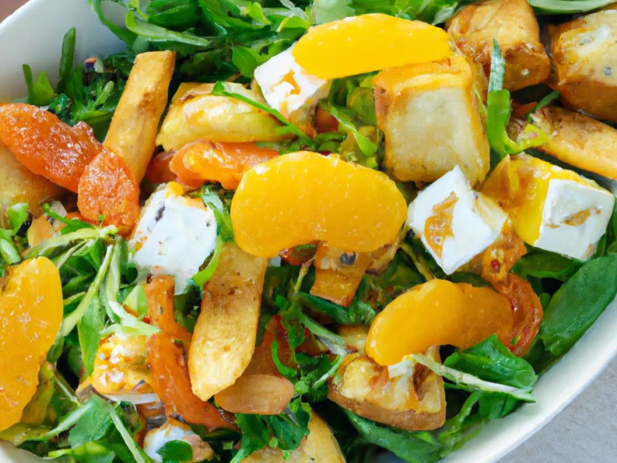 Vegetarian Citrus Arugula Entree Salad with Seared Tofu and Orange Vinaigrette Vegetarian Citrus Arugula Entree Salad with Seared Tofu and Orange Vinaigrette