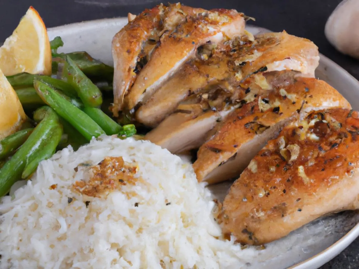 Lemon Garlic Chicken with Jasmine Rice and Green Beans Lemon Garlic Chicken with Jasmine Rice and Green Beans