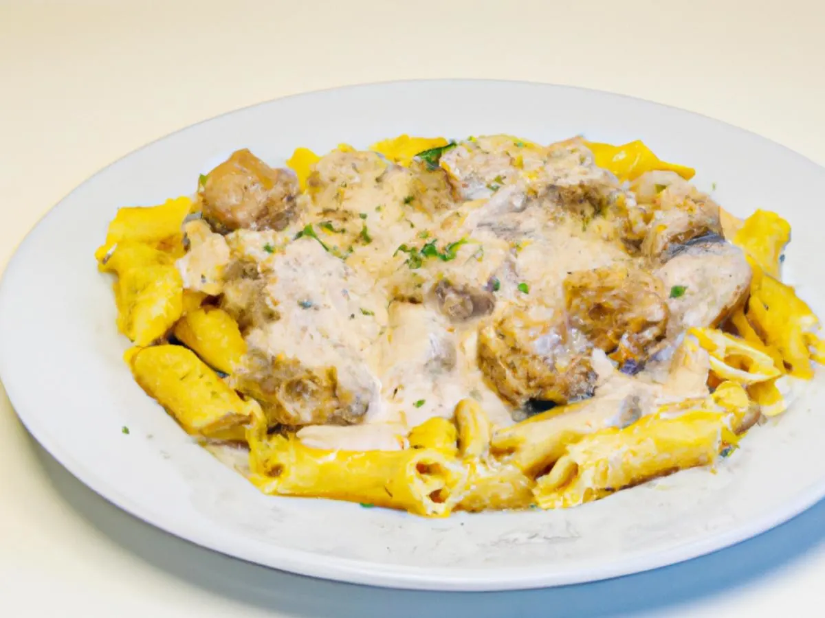 Family Madaccini Pasta with Meatballs and White Sauce