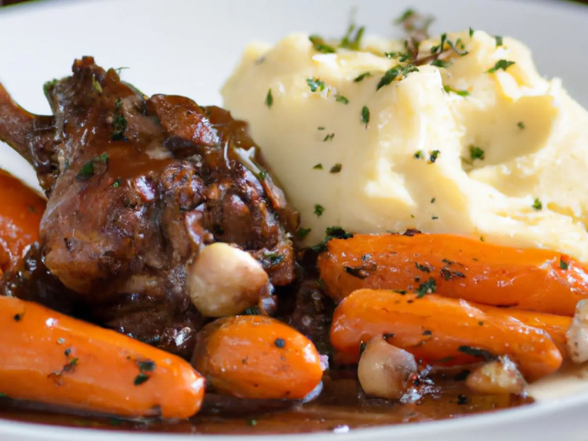 Coq Au Vin with Mashed Potato and Honey Roasted Carrots Coq Au Vin with Mashed Potato and Honey Roasted Carrots