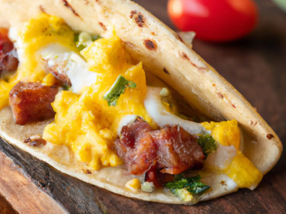 Gluten Free BEC Breakfast Taco with Green Salsa