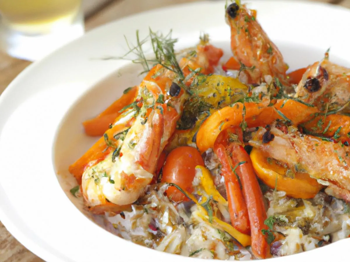 Marseille-Style Prawns with Wild Rice and Honey Roasted Carrots with Fennel Marseille-Style Prawns with Wild Rice and Honey Roasted Carrots with Fennel