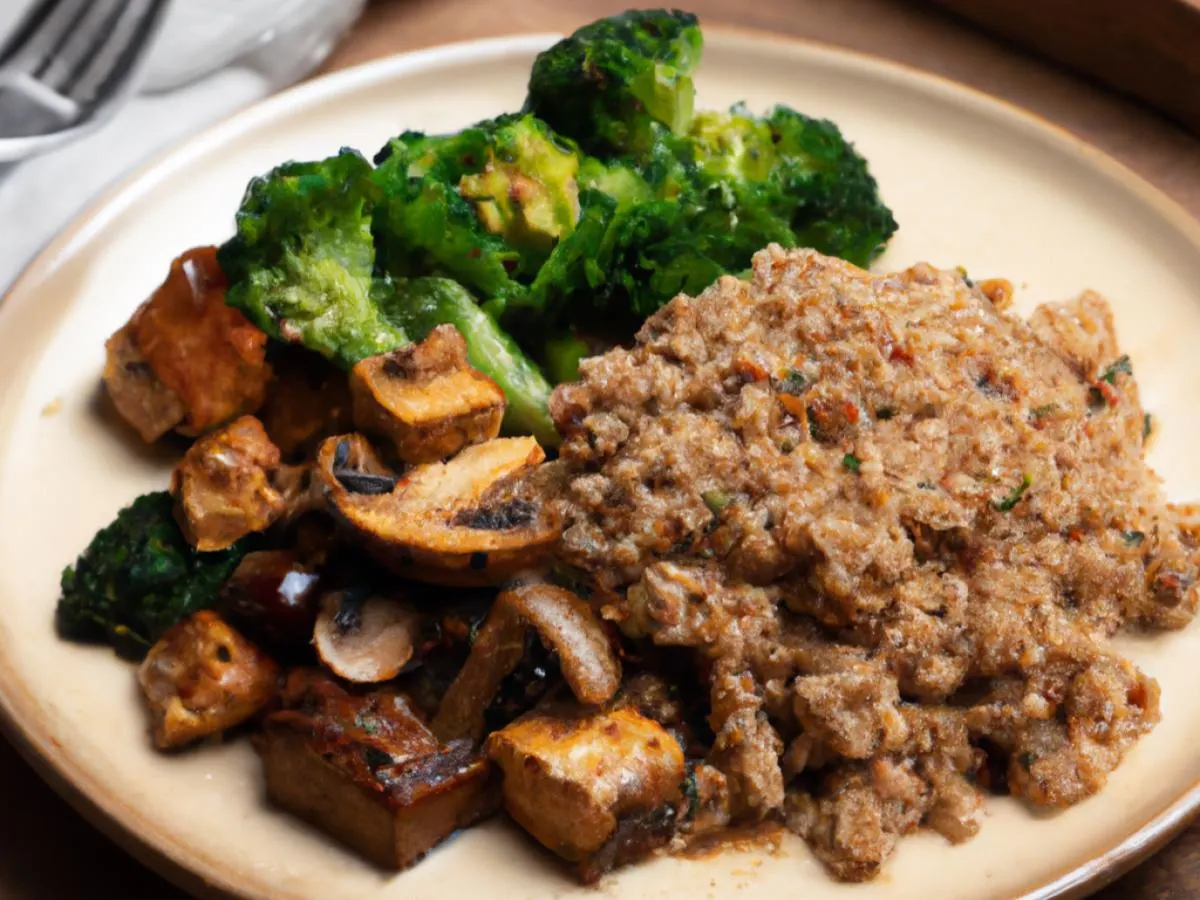 Vegan Stir Fried Tofu and Mushroom Ragout with Quinoa and Roasted Broccoli Vegan Stir Fried Tofu and Mushroom Ragout with Quinoa and Roasted Broccoli