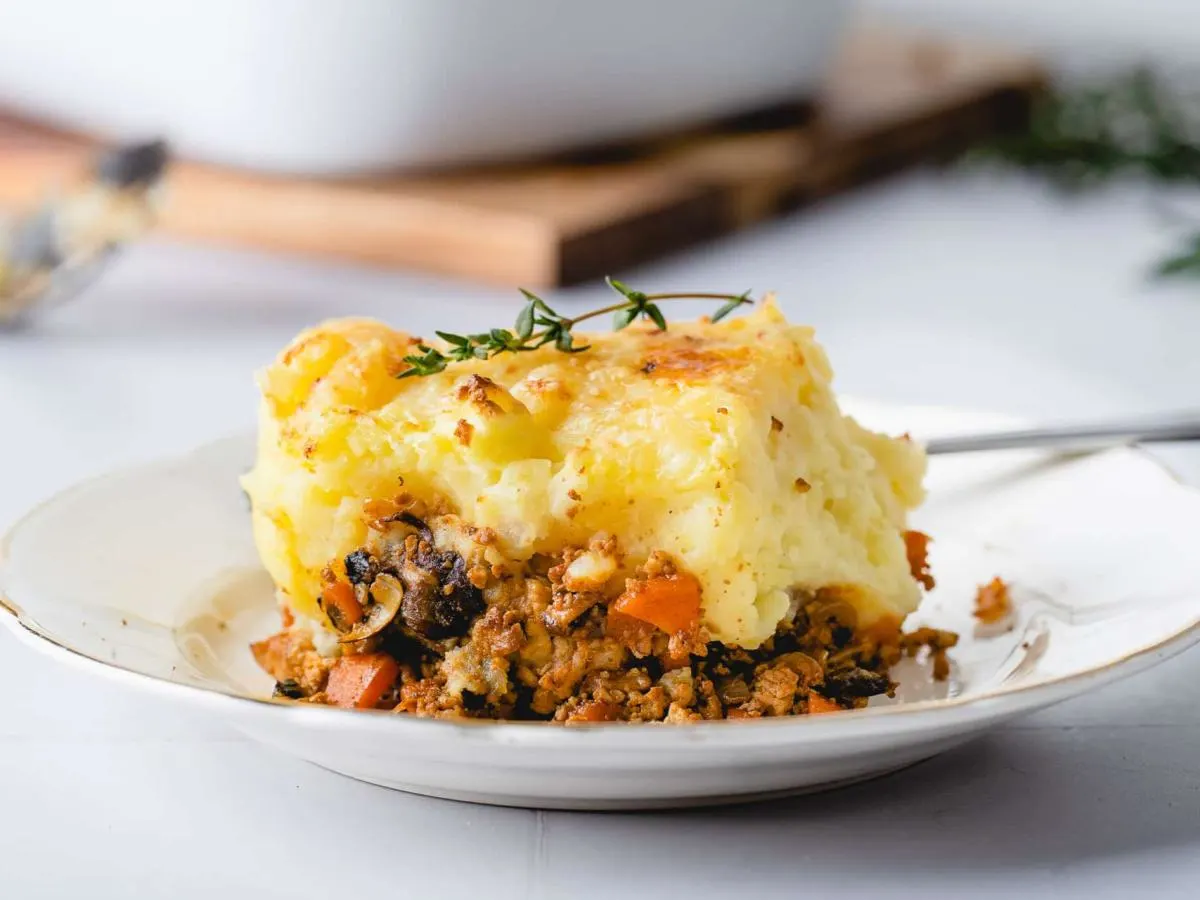Vegan Hachis Parmentier, Wild Rice and Roasted Vegetables
