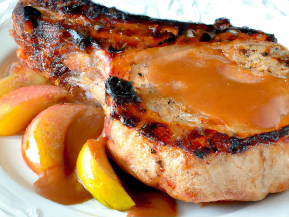 Grilled Apple Bourbon Boneless Pork Chops