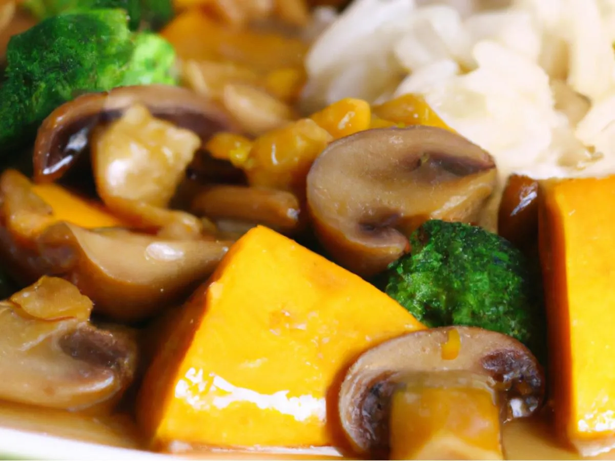 Allergen Free Pumpkin Mushroom Stir Fry with White Rice and Broccoli Allergen Free Pumpkin Mushroom Stir Fry with White Rice and Broccoli