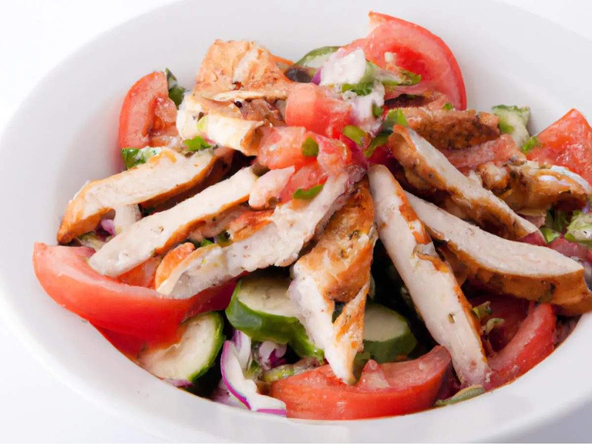 [Special Diet] Olive Oil Grilled Chicken Salad with Tomato, Cucumber, Onion