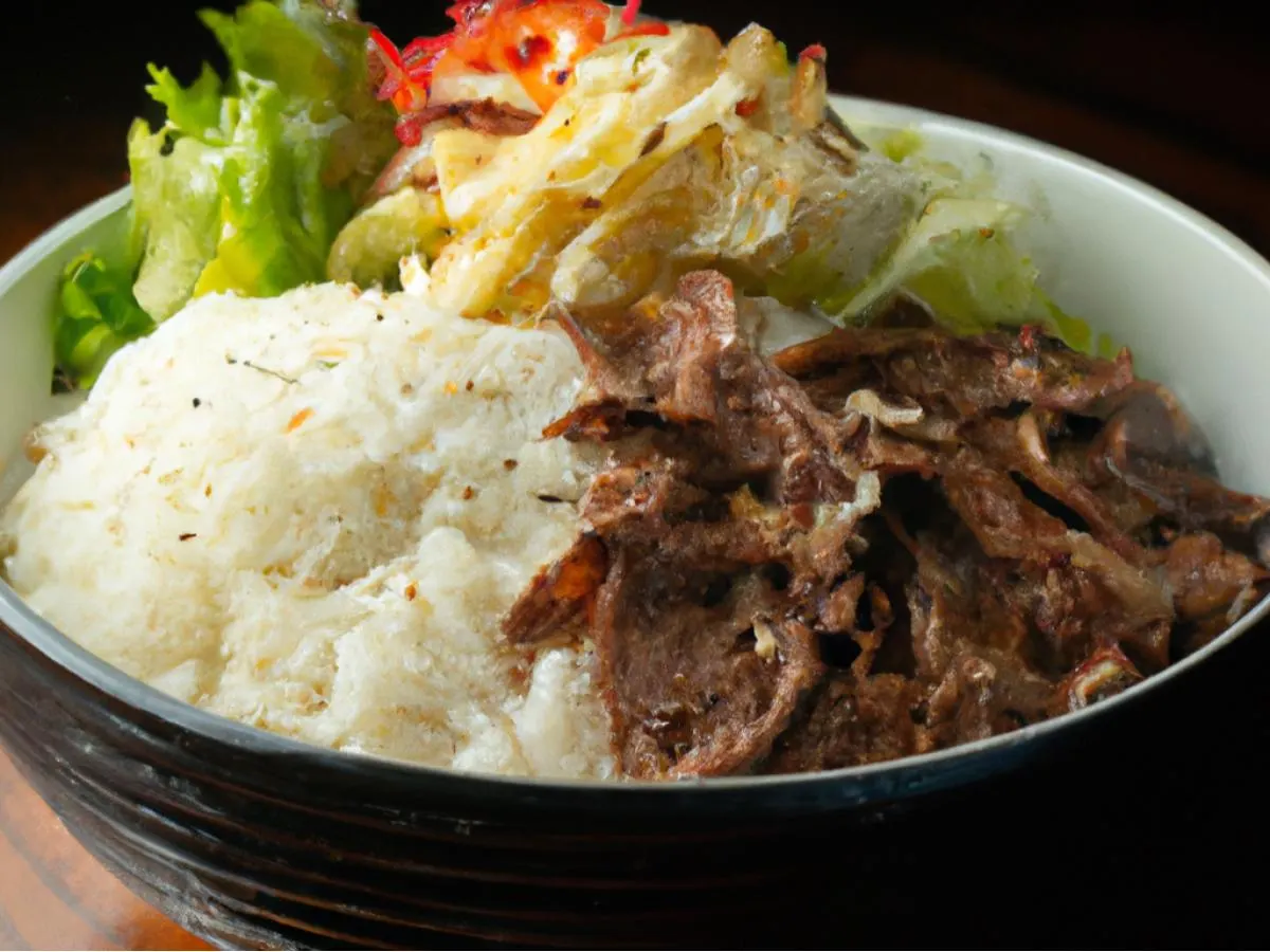 Beef Donburi with Steamed Vegetables and Cabbage Salad Beef Donburi with Steamed Vegetables and Cabbage Salad