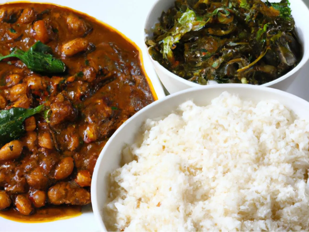 Chana Masala, White Rice & Dal Palak
