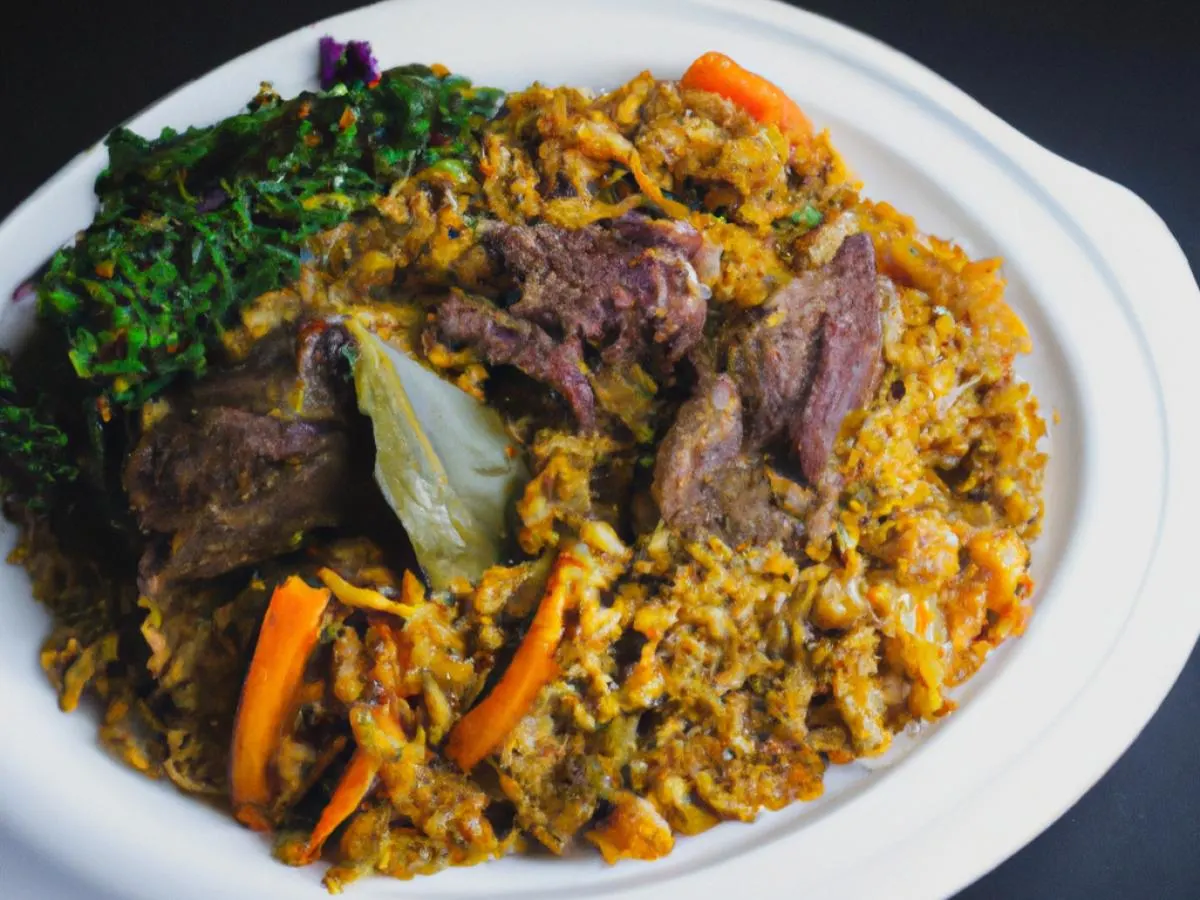 Beef Pilau with Sauteed Greens and Kachumbari Beef Pilau with Sauteed Greens and Kachumbari