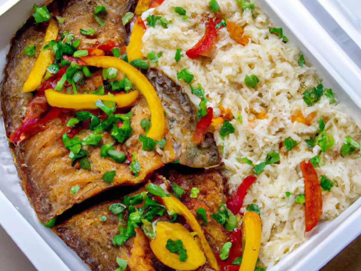 Fried Red Snapper with Seasoned Rice and Mixed Coconut Veggies Fried Red Snapper with Seasoned Rice and Mixed Coconut Veggies