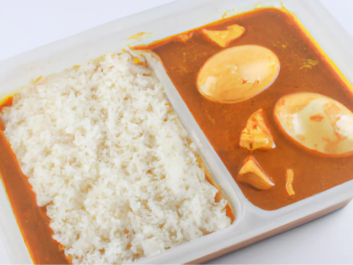 Egg Curry With Rice and Tawa Vegetables