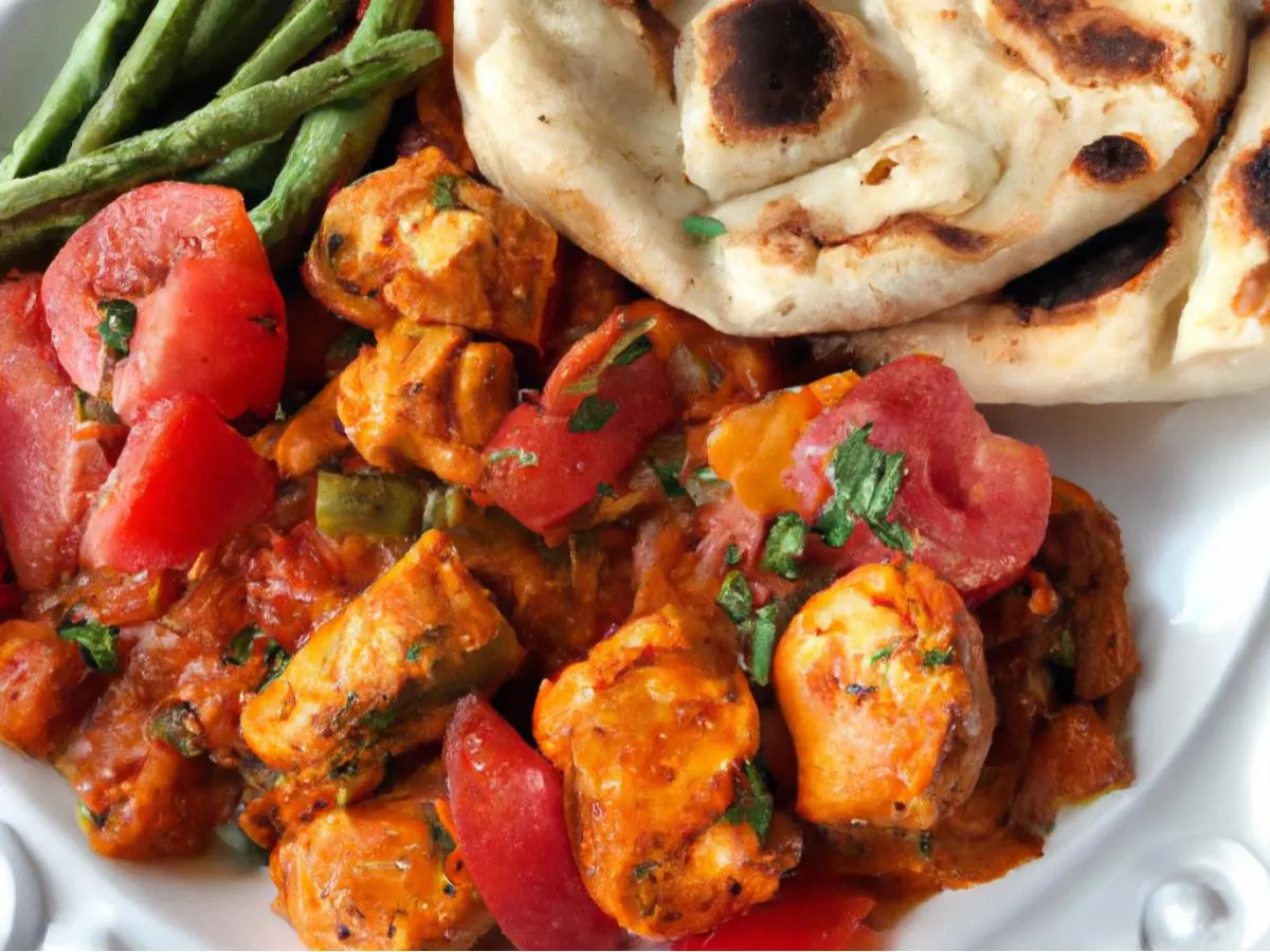 Chicken Tikka Masala With Naan and Tawa Vegetables