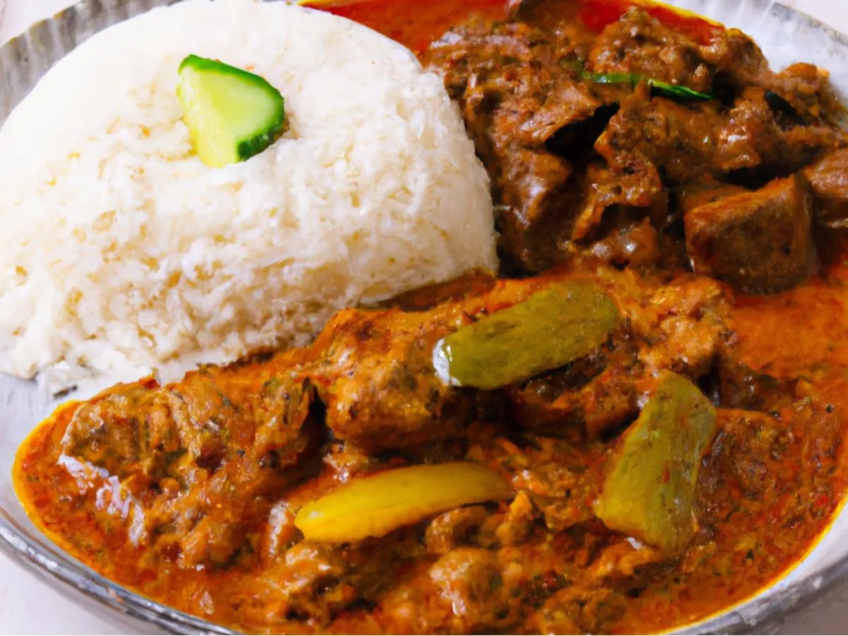 Lamb Vindaloo With Rice and Veggie Korma