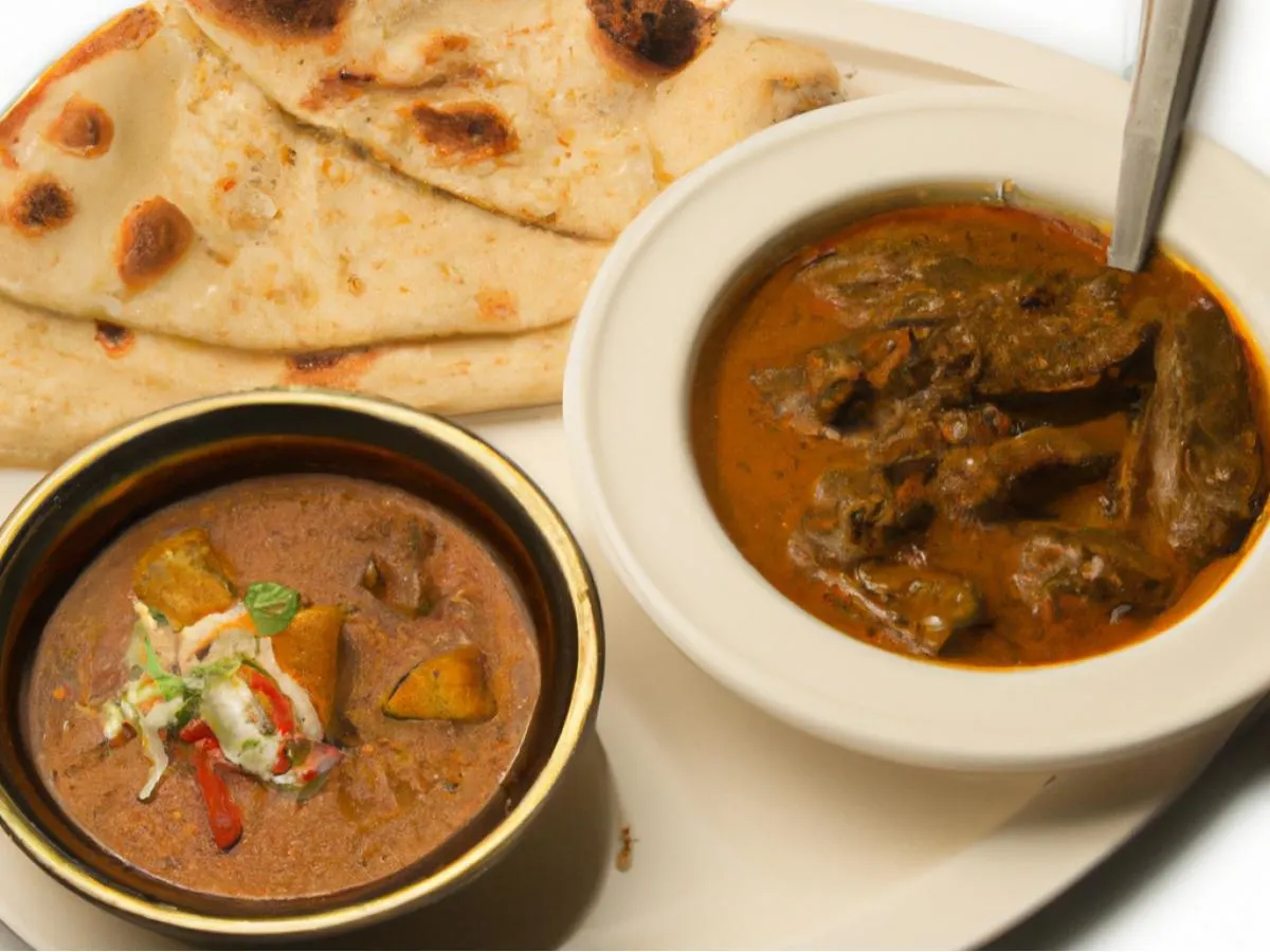 Lamb Curry With Naan and Veggie Korma