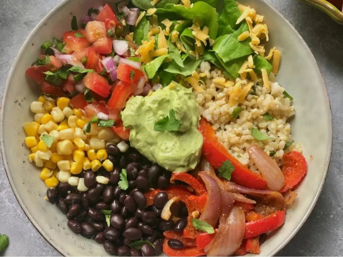 Allergen-Free Vegan Burrito Bowl with Avocado and Red Onions (No Cilantro) Allergen-Free Vegan Burrito Bowl with Avocado and Red Onions (No Cilantro)
