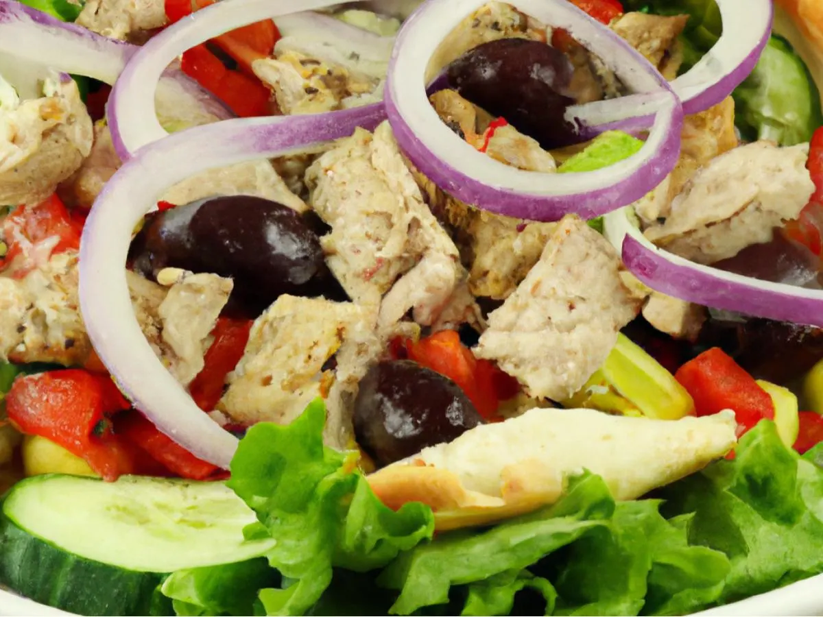 Dairy Free Chicken Gyro Greek Salad (No Feta Cheese) Dairy Free Chicken Gyro Greek Salad (No Feta Cheese)