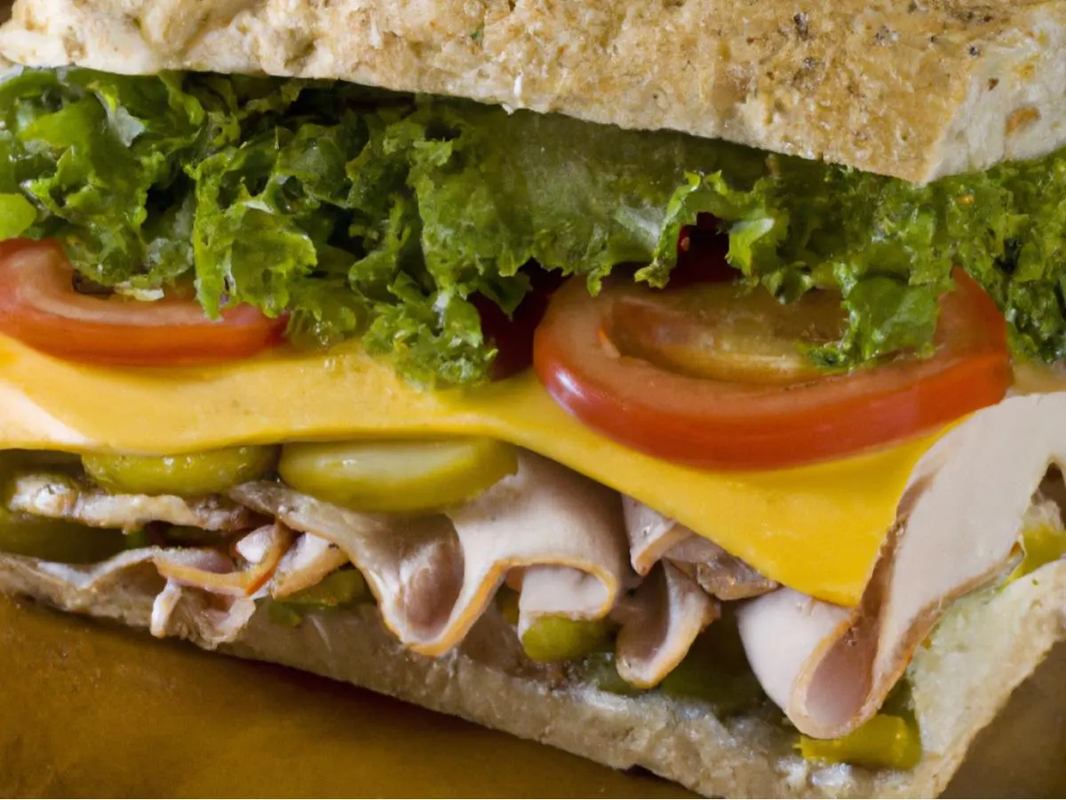 Turkey and Cheddar Sub on Parmesan Bread and Side Salad Turkey and Cheddar Sub on Parmesan Bread and Side Salad