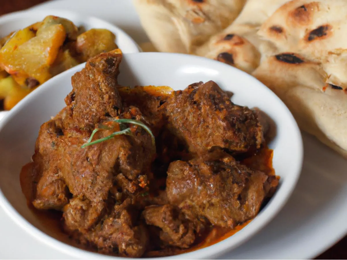 Lamb Vindaloo with Plain Naan and Aloo Gobi Lamb Vindaloo with Plain Naan and Aloo Gobi
