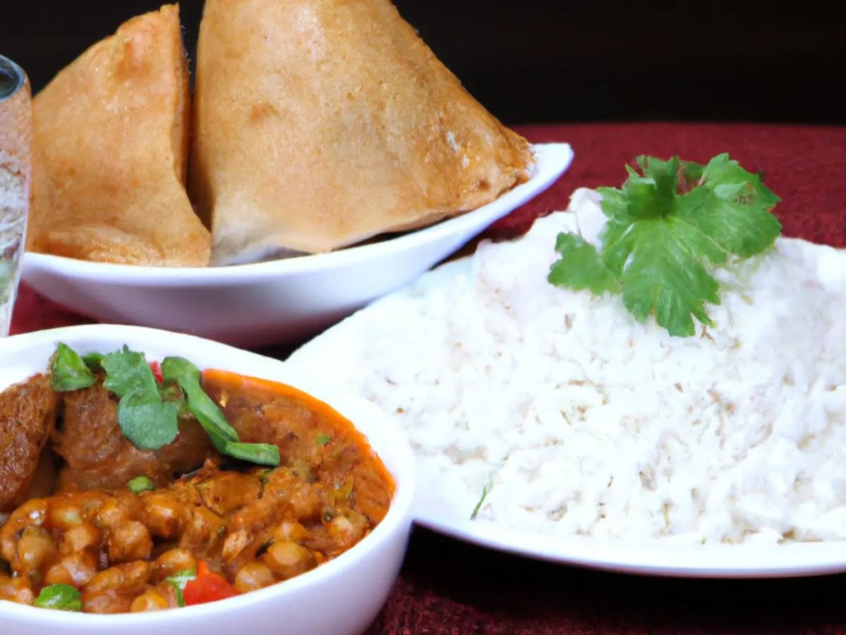 Chana Masala, Steamed White Rice & Cocktail Samosa [16oz]