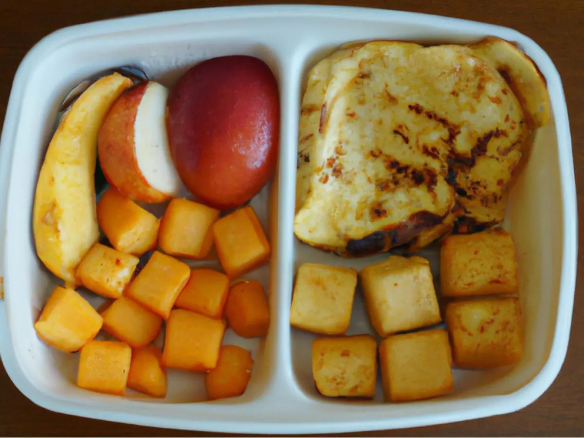 Eggs and Grilled Tofu Box with Fruits
