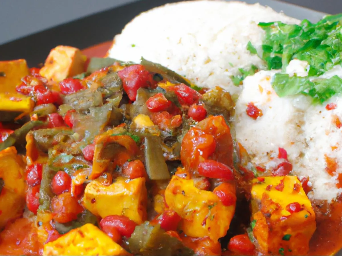 Tofu En Salsa Roja Plate Tofu En Salsa Roja Plate
