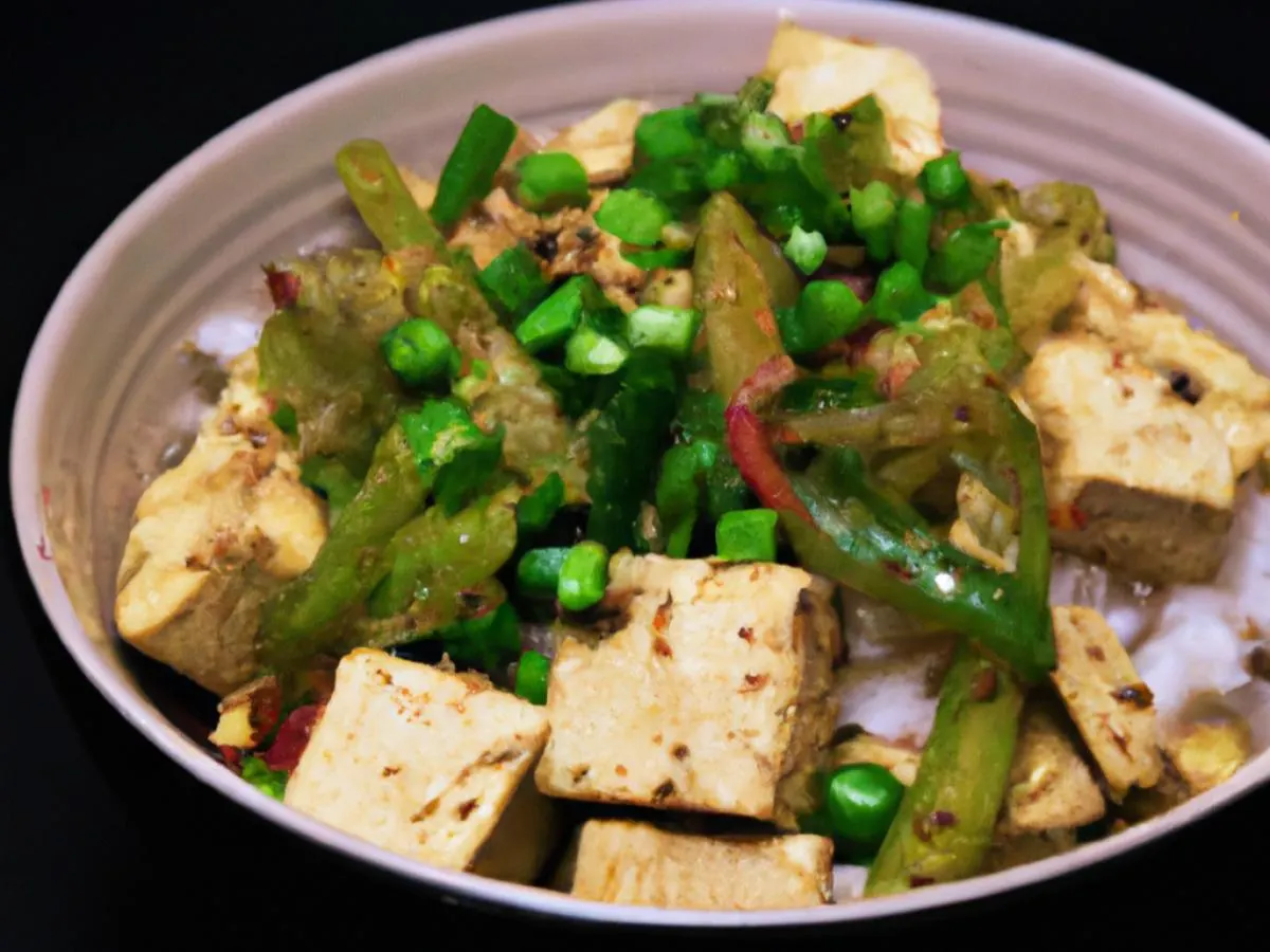 Golveda Ra Tofu with Jeera Rice and Vegetarian Momo