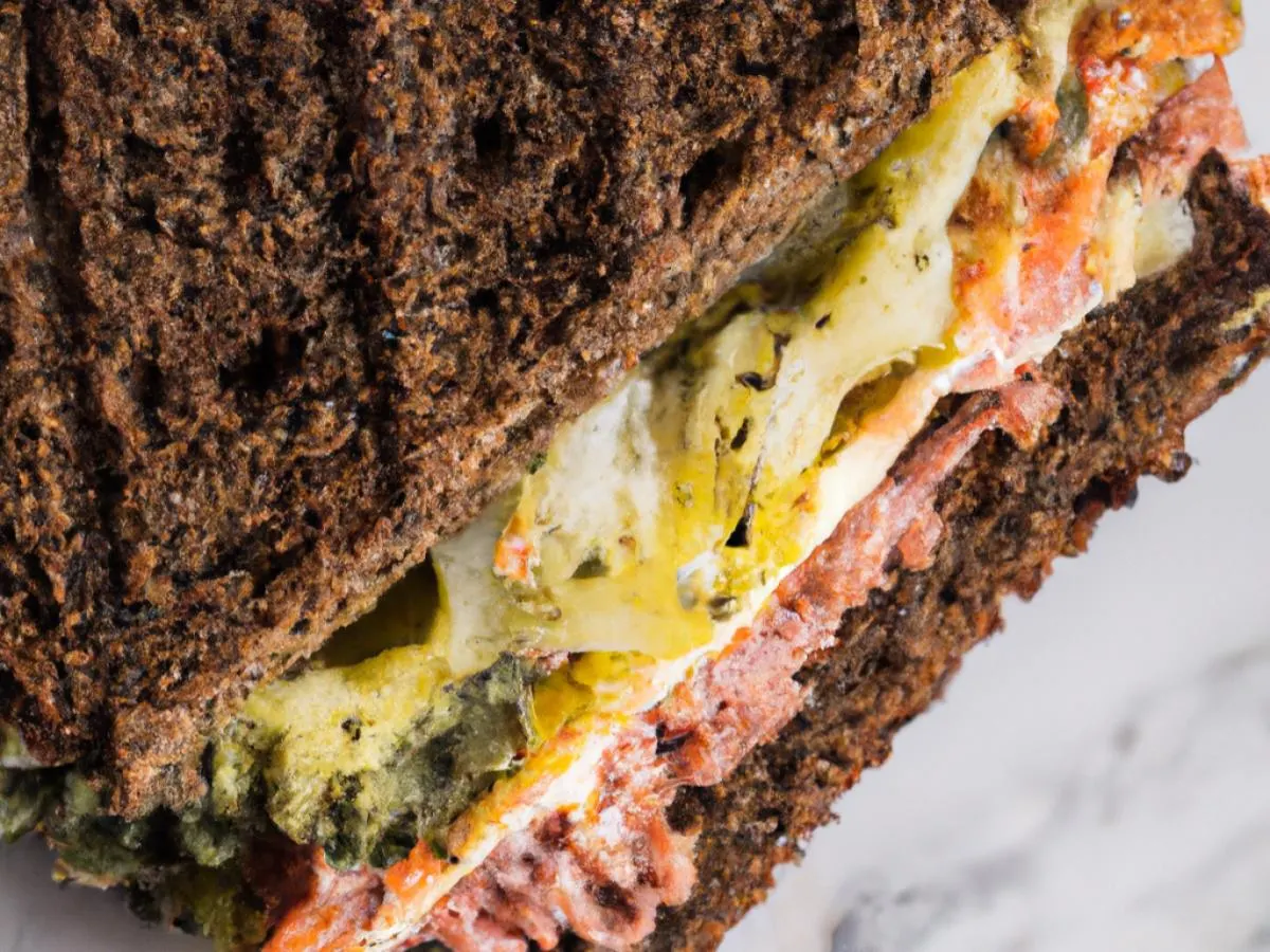 Non-Spicy Vegan Reuben Sandwich on Marble Rye Non-Spicy Vegan Reuben Sandwich on Marble Rye