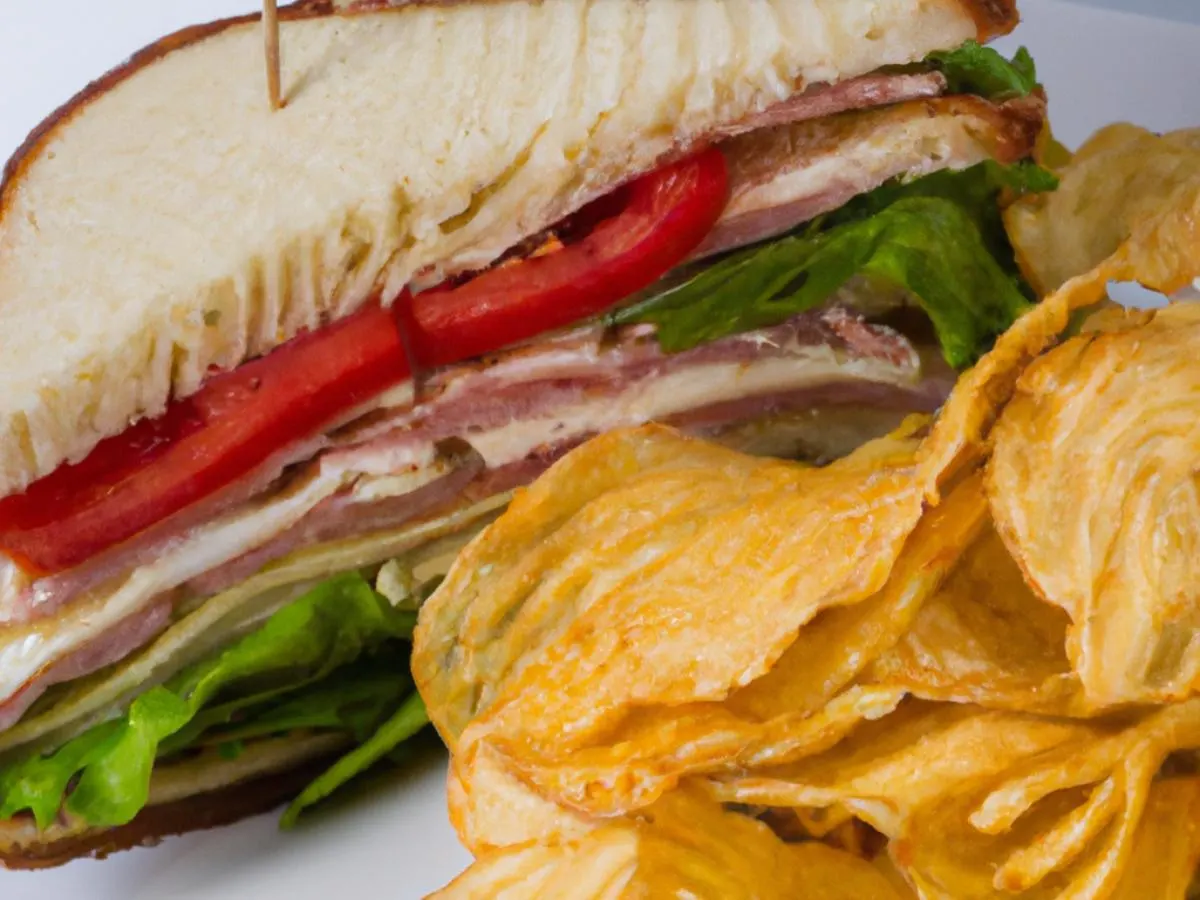Times Square Turkey Club Sandwich on White with Kettle Chips Times Square Turkey Club Sandwich on White with Kettle Chips
