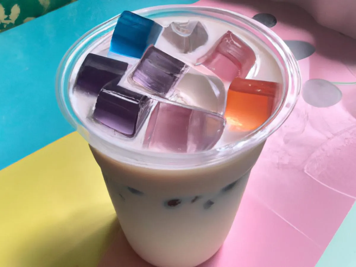 Taro Milk Tea with Rainbow Jelly - 0% Sweet [24 oz]