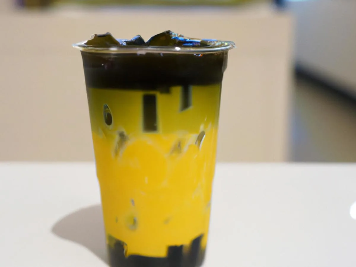 Mango Green Tea with Grass Jelly - 25% Sweet [16 oz]