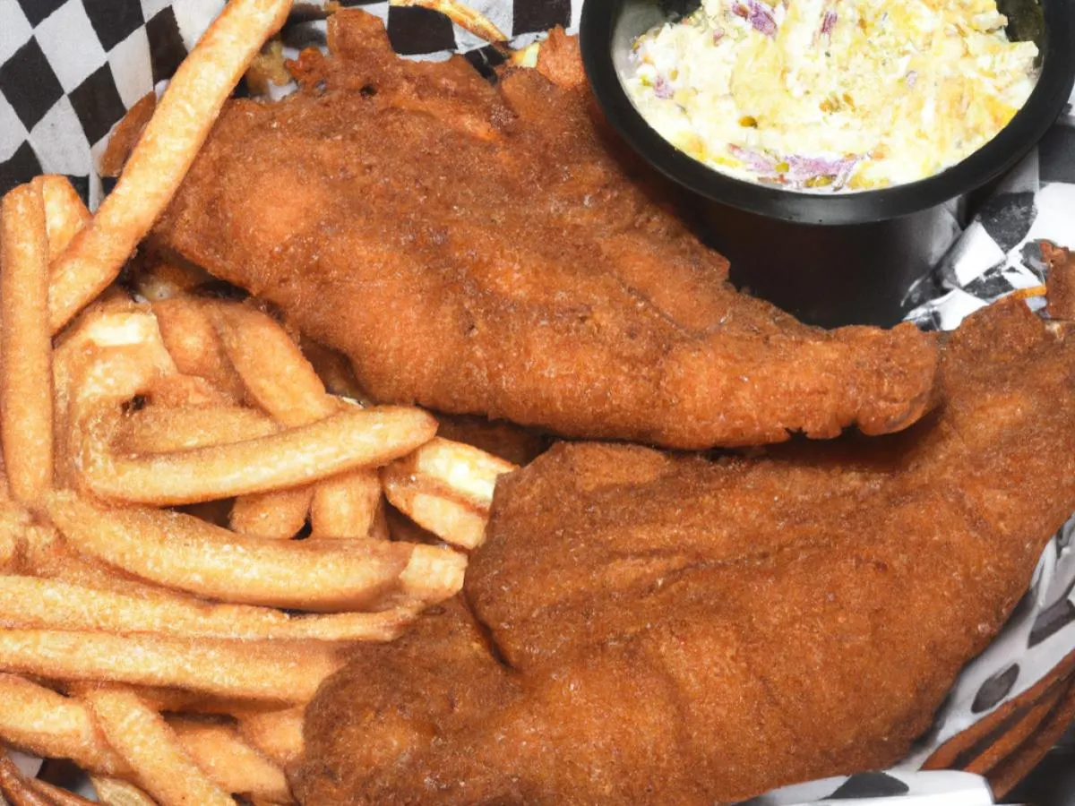 Fried Catfish Basket with Fries and Coleslaw [21 oz]