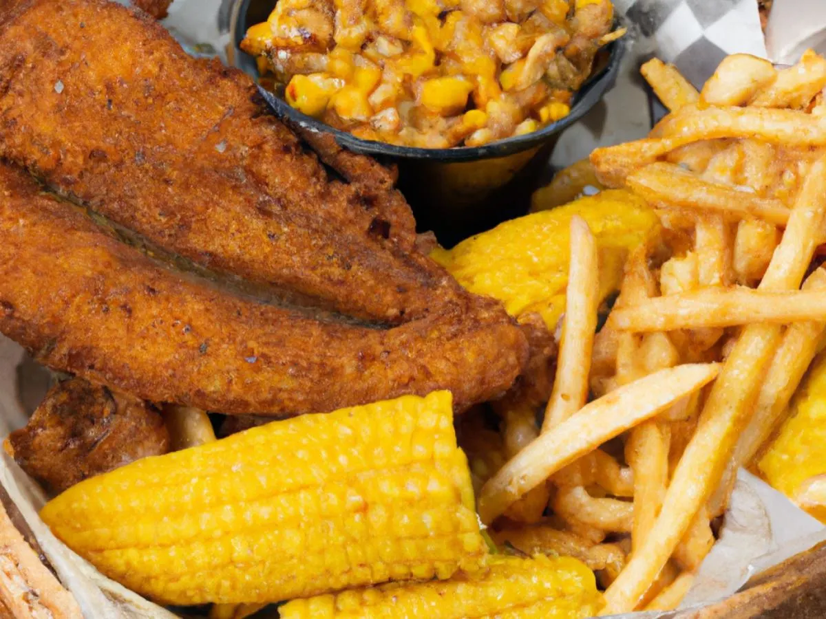 Fried Catfish Basket with Cajun Fries and Corn on the Cob [21 oz]