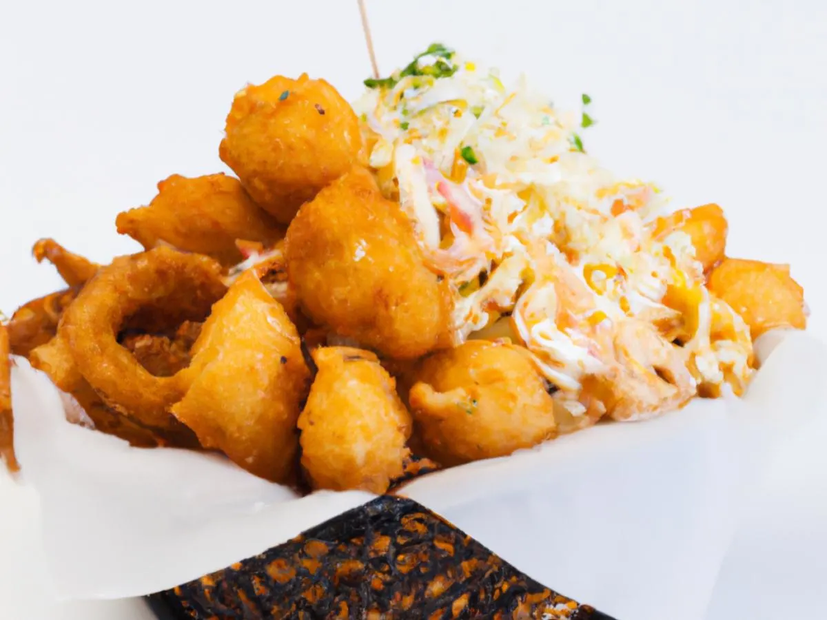 Fried Calamari Basket with Hushpuppies and Coleslaw [16 oz]