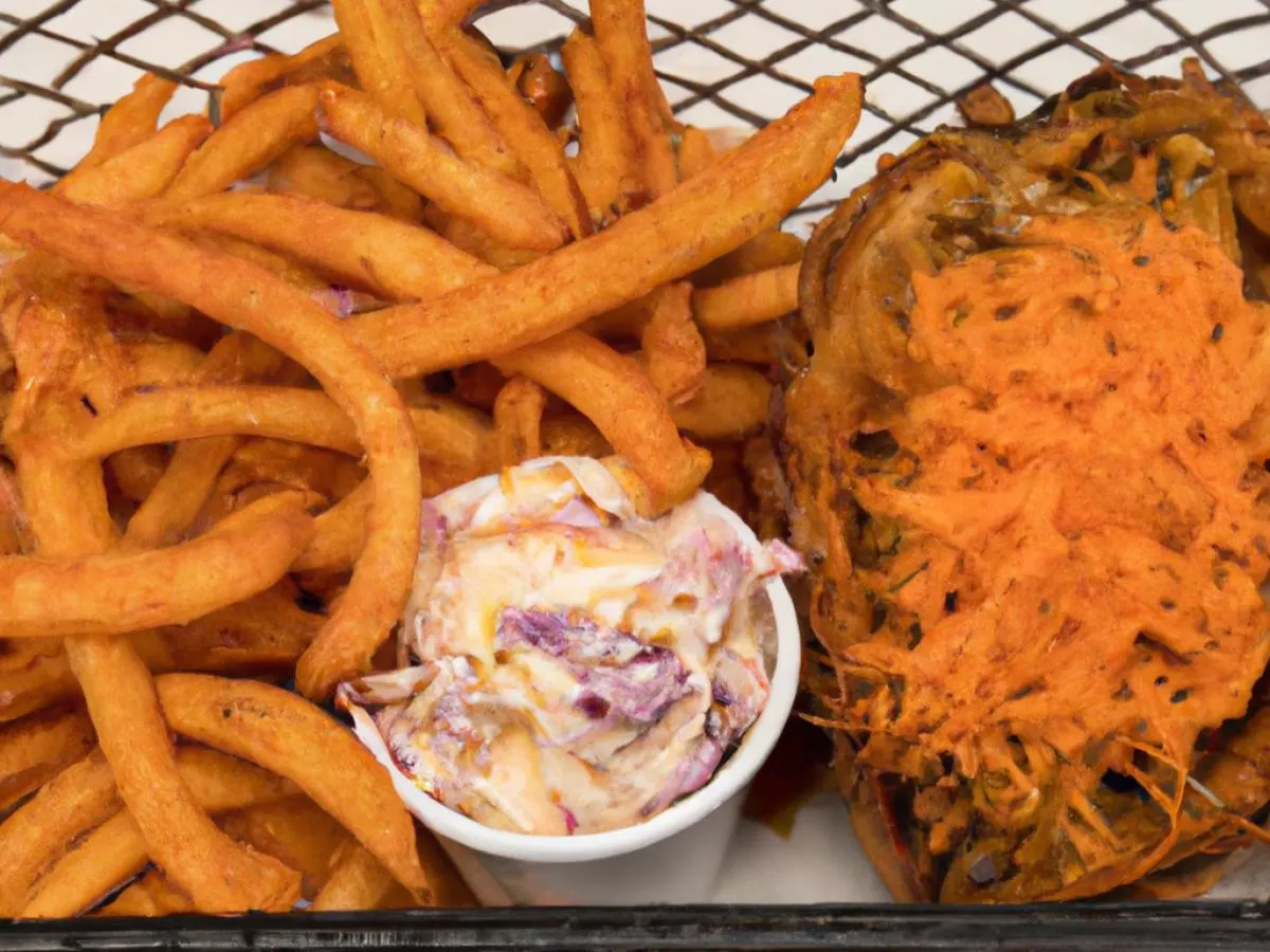 Fried Oyster Basket with Sweet Potato Fries and Coleslaw [16 oz]