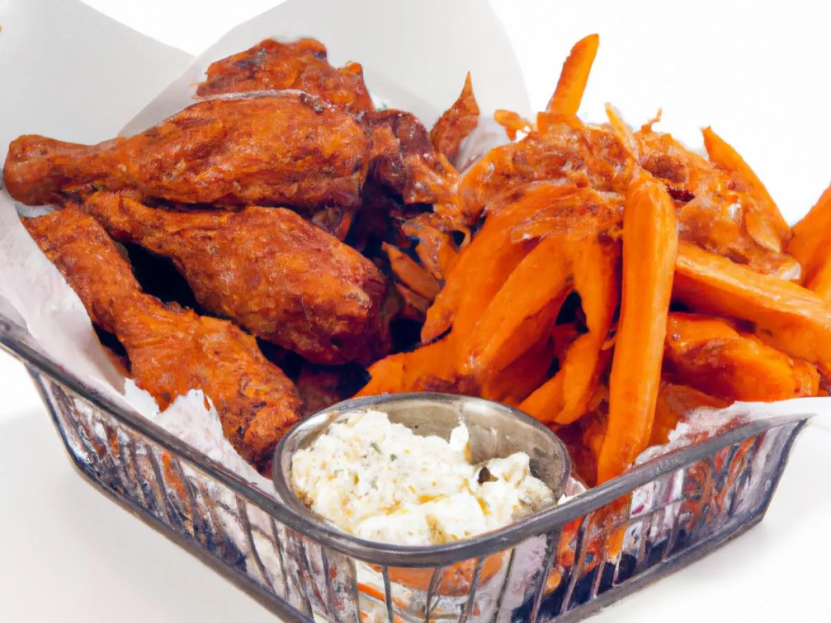 Chicken Wing Basket with Sweet Potato Fries and Coleslaw [16 oz]