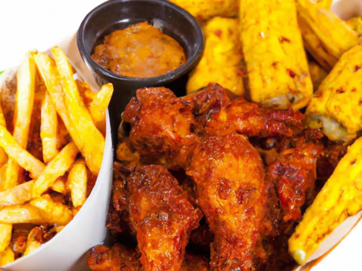 Chicken Wing Basket with Cajun Fries and Corn on the Cob [21 oz]