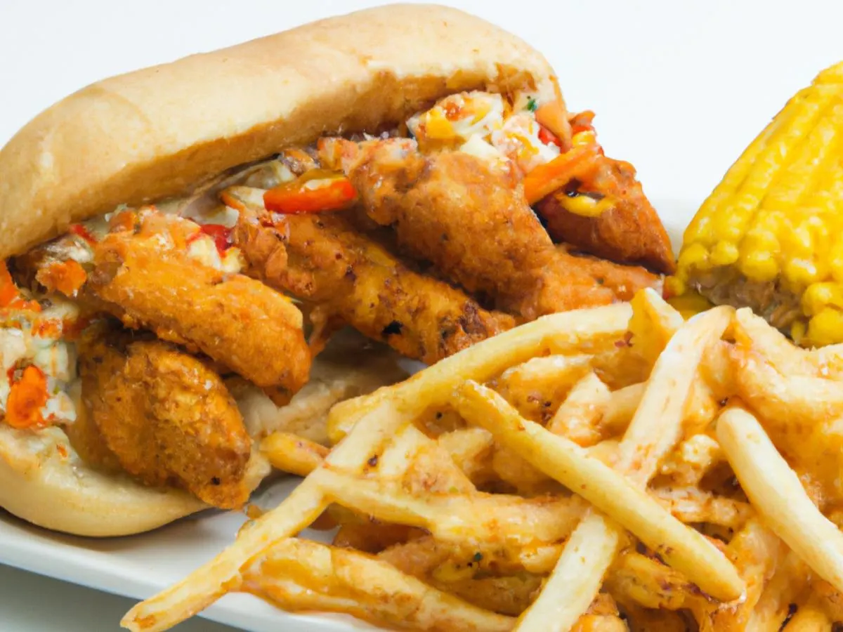 Chicken Tender Po Boy with Cajun Fries and Corn on the Cob [16 oz]